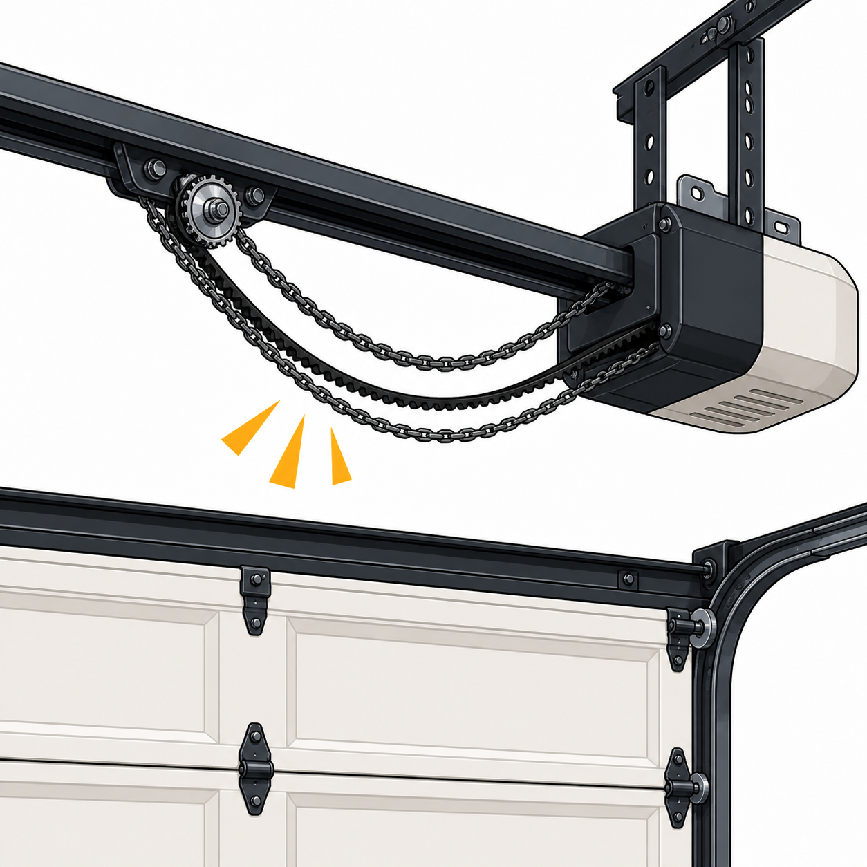 Loose garage door chain and belt mechanism